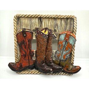 Western Cowboy Boot Double Light Switch Cover Rustic Wall Decor Resin